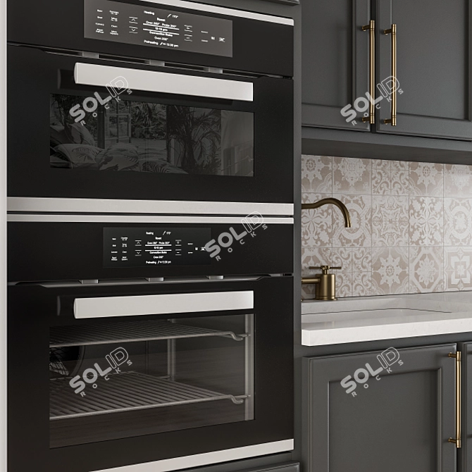 Neo Classic Black Kitchen Set 3D model image 5