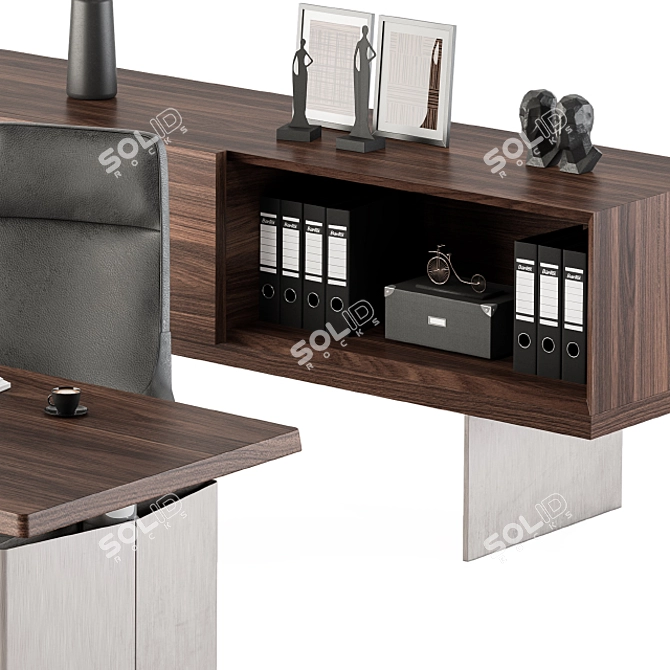 Elegant Wood Steel Boss Desk 3D model image 4