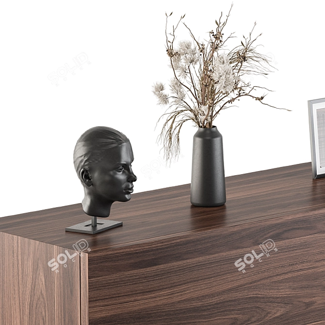 Elegant Wood Steel Boss Desk 3D model image 5