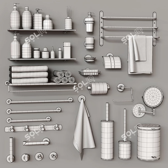 Modern Bathroom Accessories Set 3D model image 6