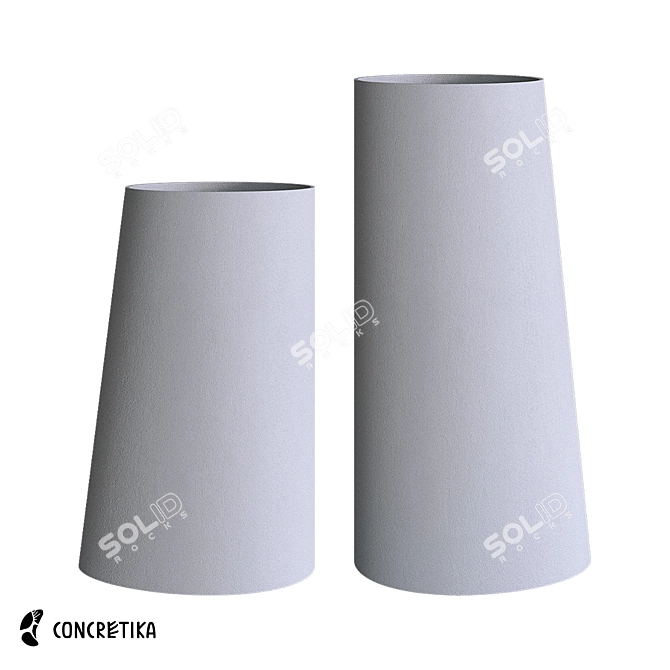 Concretika Classic Duet Planters 3D model image 1