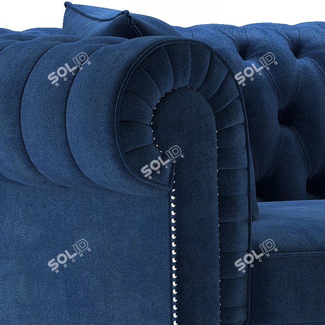 Ink Blue Velvet Tufted Sofa 3D model image 2