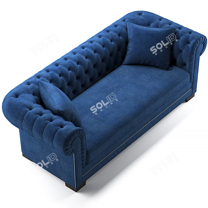 Ink Blue Velvet Tufted Sofa 3D model image 3