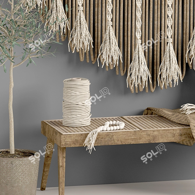 Boho Macrame Decor Set 10 3D model image 3