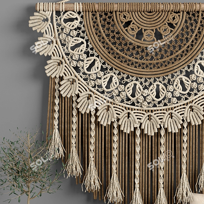 Boho Macrame Decor Set 10 3D model image 4