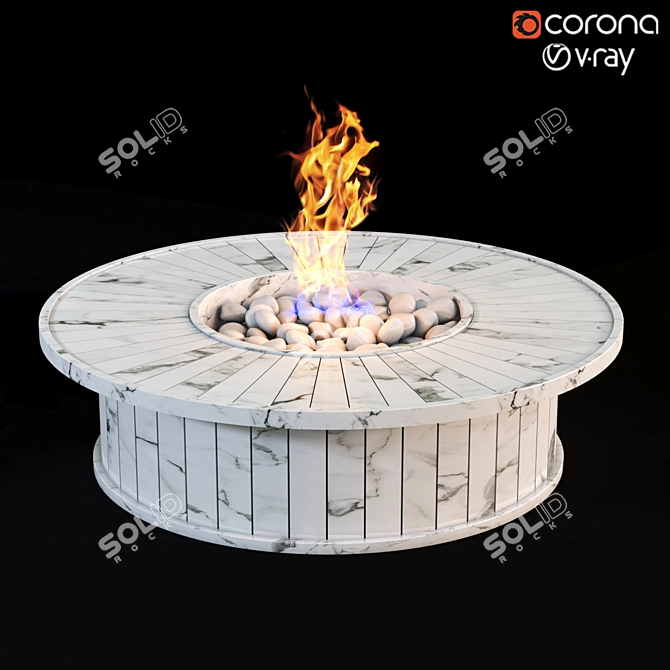 Elegant Stone Fireplace Set 3D model image 1