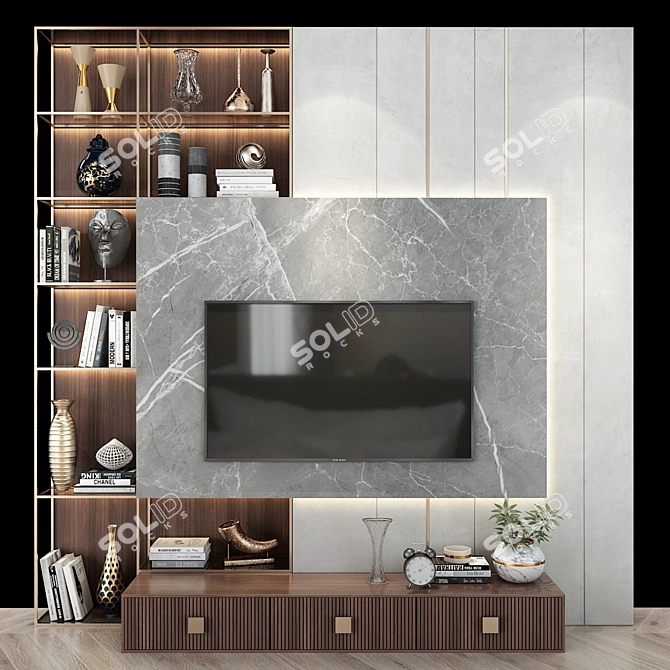 Versatile TV Wall Set 3D model image 1