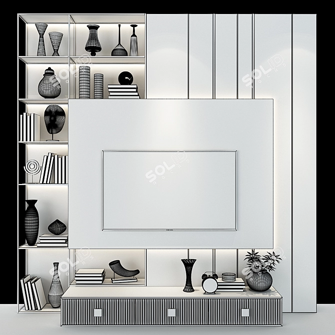 Versatile TV Wall Set 3D model image 2