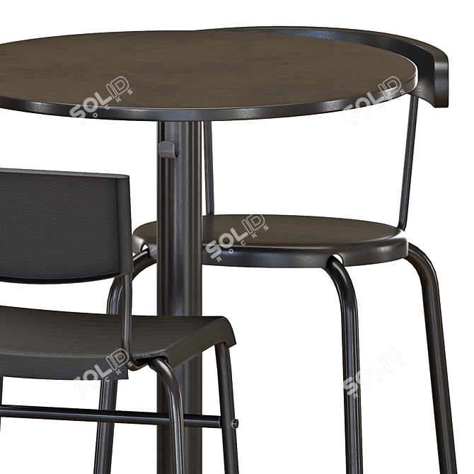 Modern Anthracite Bar Table Set 3D model image 2