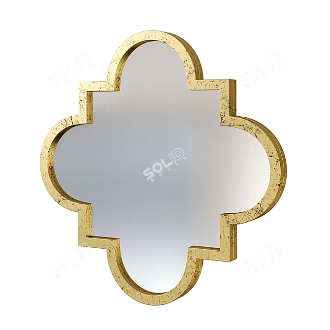 French Gold Quatrefoil Wall Mirror 3D model image 2