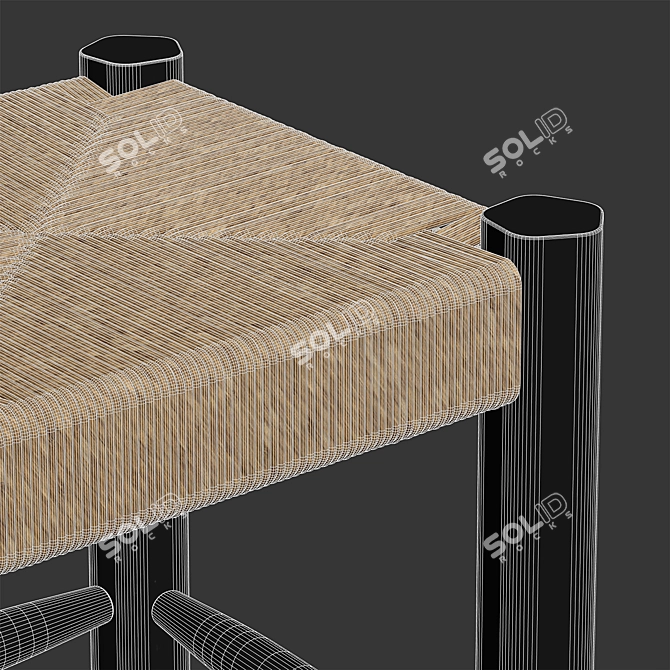 Zara Home Wooden Stool & Jute Twisted Perfect for Any Space 3D model image 3