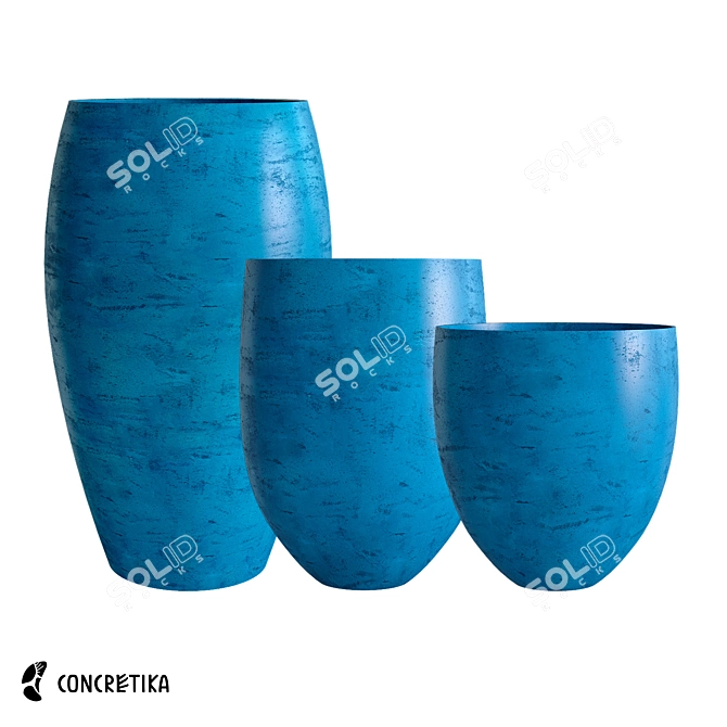 Barrel Color Concrete Planters 3D model image 1