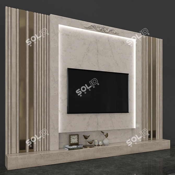 Modern TV Wall Set with 65" TV 3D model image 4