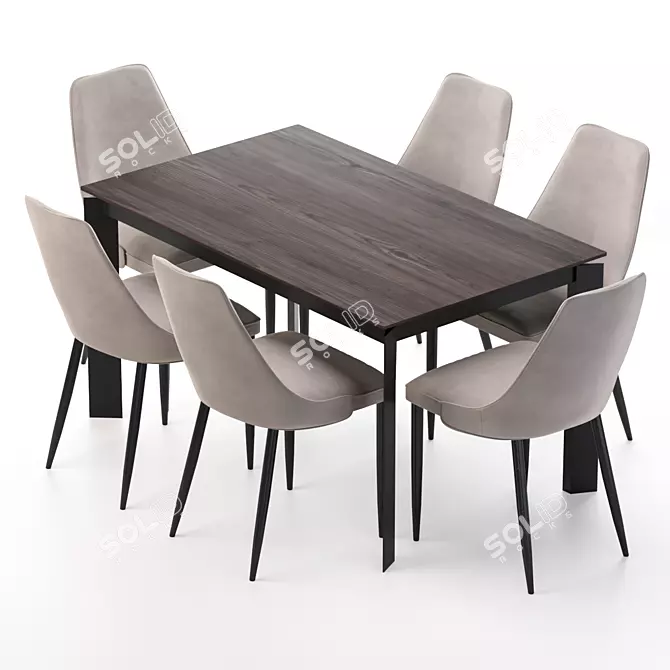 AERO Dining Group: NEVADA Table & LATTE Chairs 3D model image 1
