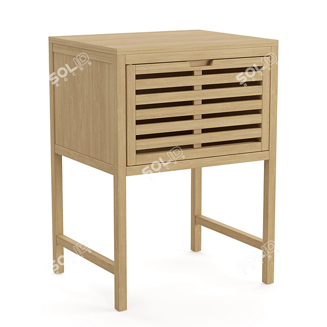 Haumea Acacia Washbasin Cabinet - Perfect for Small Spaces 3D model image 1