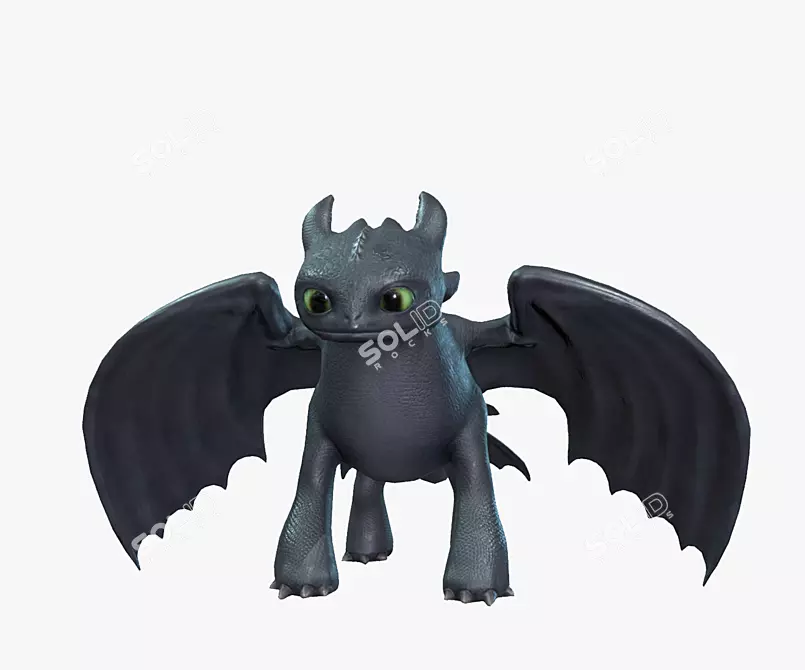 Night Fury: Low Poly Dragon 3D model image 1