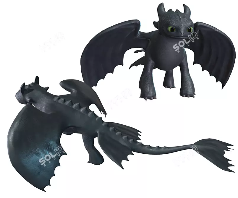 Night Fury: Low Poly Dragon 3D model image 4
