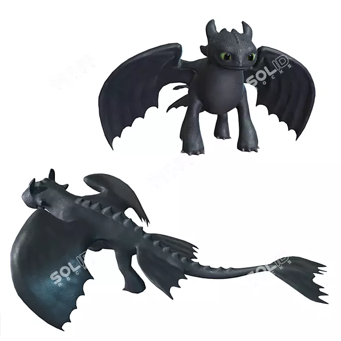 Night Fury: Low Poly Dragon 3D model image 5