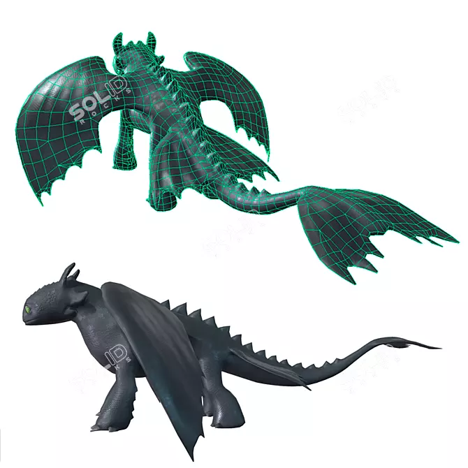Night Fury: Low Poly Dragon 3D model image 6