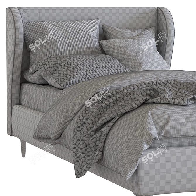 Title: Wren Wingback Upholstered Bed 3D model image 5