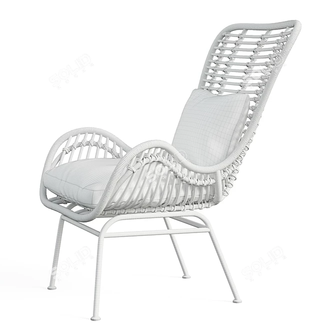 Rattan Haven: Curved Seating & Cozy Cushions 3D model image 6