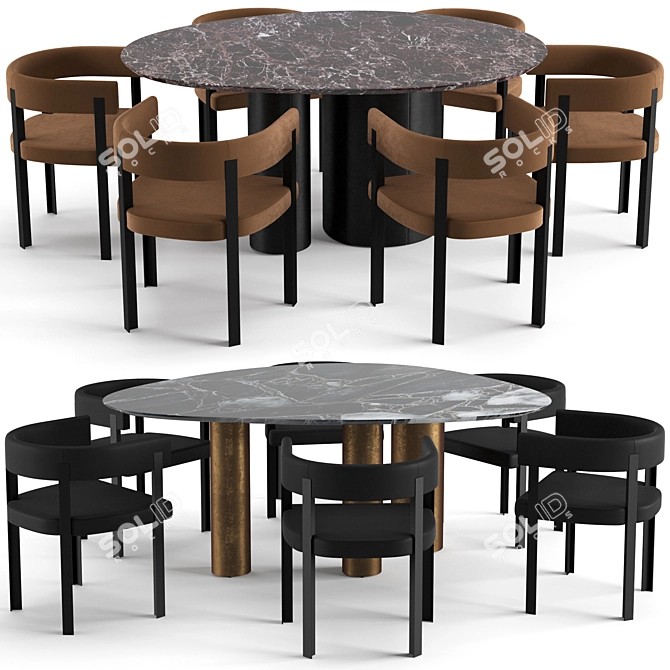 Elegant Baxter Dinning Set 3D model image 1