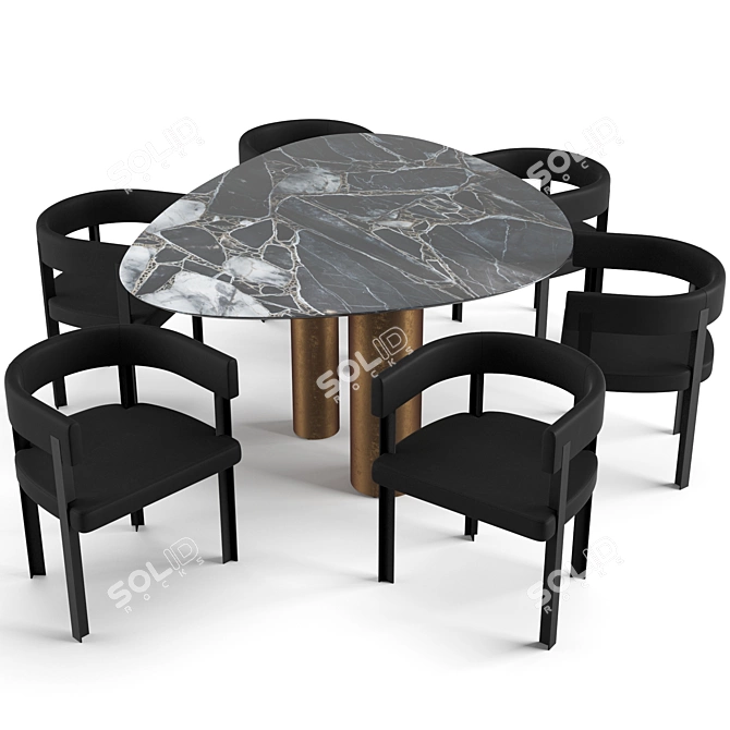 Elegant Baxter Dinning Set 3D model image 3