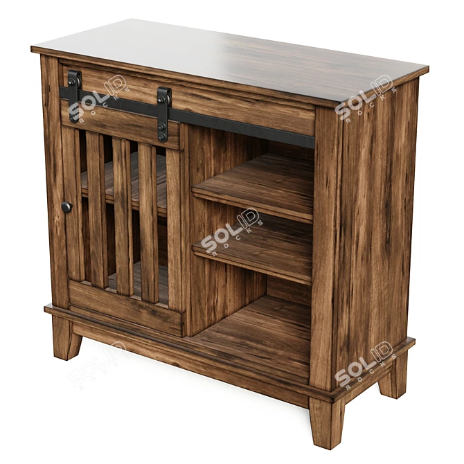 Rustic Farmhouse Accent Cabinet 3D model image 4