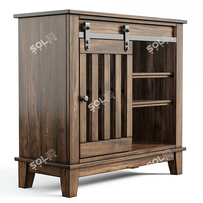 Rustic Farmhouse Accent Cabinet 3D model image 5