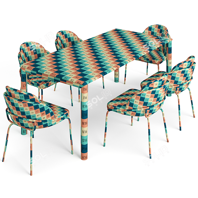 Elegant Neva Table & Colello Chair 3D model image 3