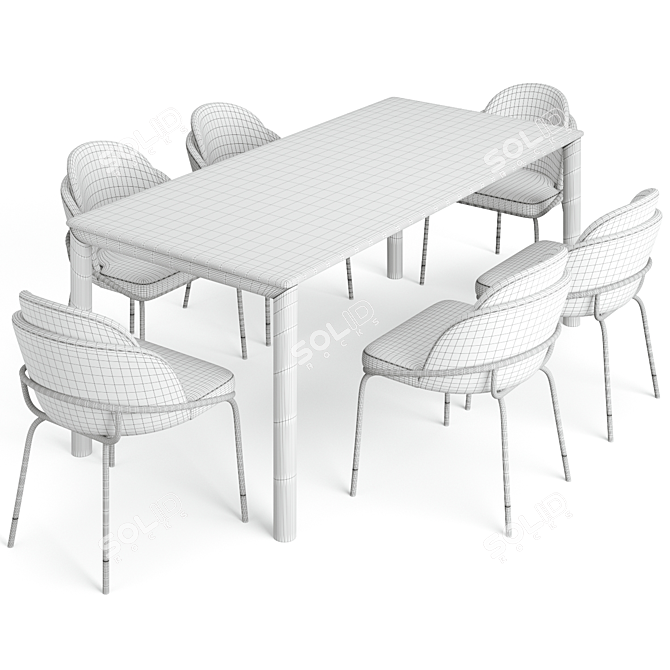 Elegant Neva Table & Colello Chair 3D model image 4