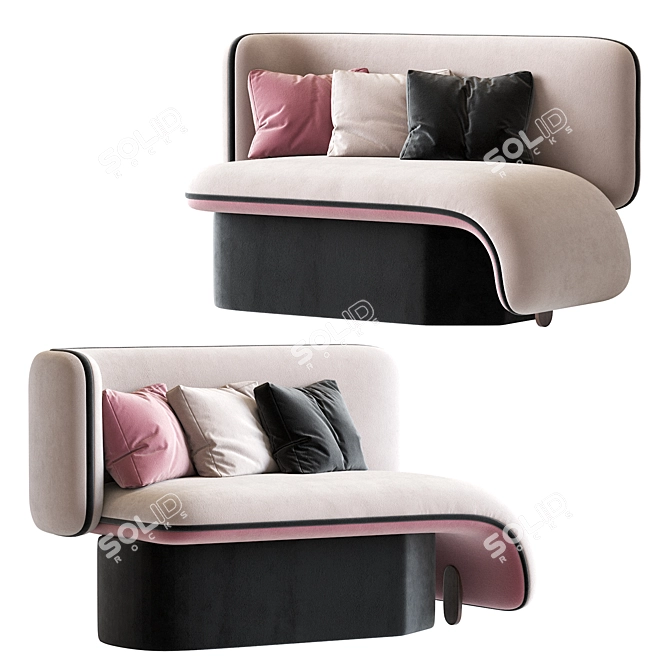 Velvet Upholstered Elefante Chaise 3D model image 1