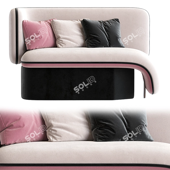 Velvet Upholstered Elefante Chaise 3D model image 2