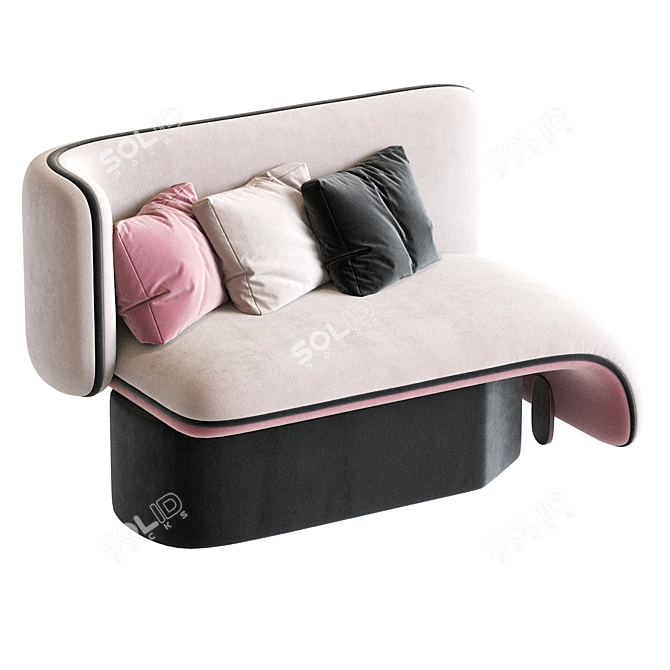 Velvet Upholstered Elefante Chaise 3D model image 3