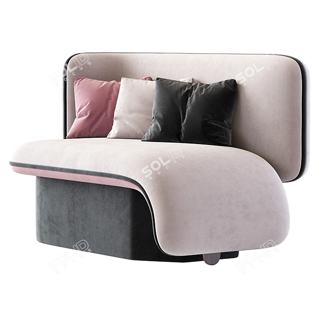 Velvet Upholstered Elefante Chaise 3D model image 5