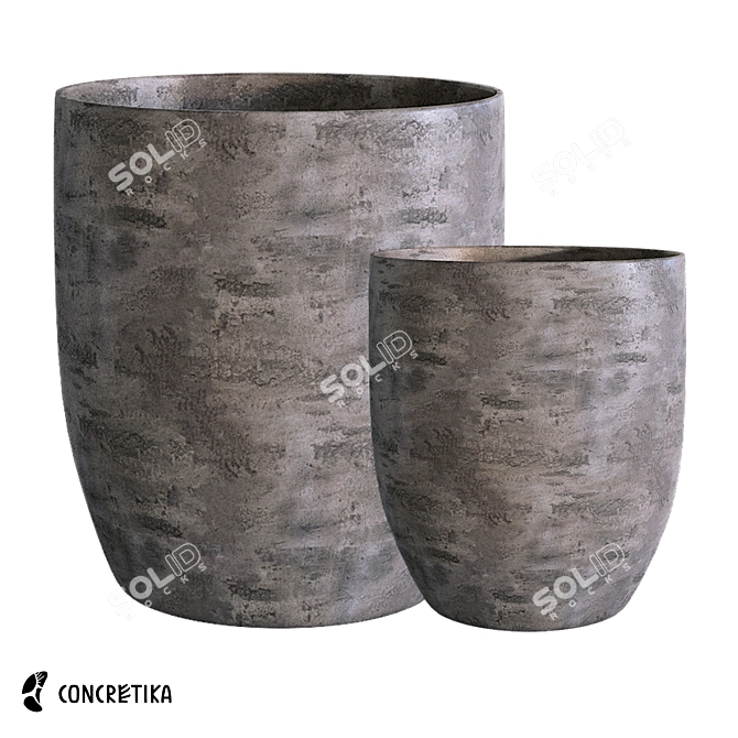 Concrete Om Planters Collection: Modern and Durable 3D model image 1
