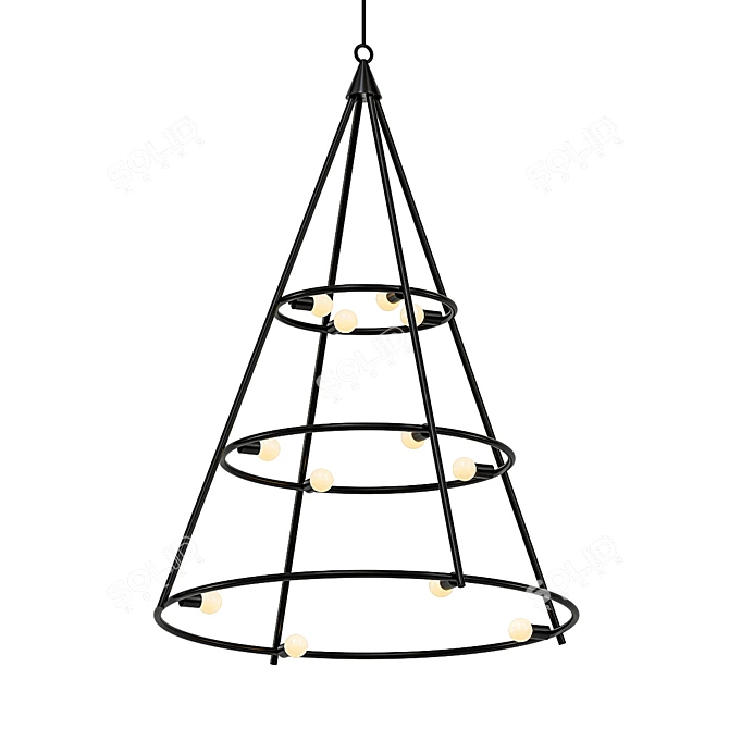 Elegant Porís Pendant Light 3D model image 1