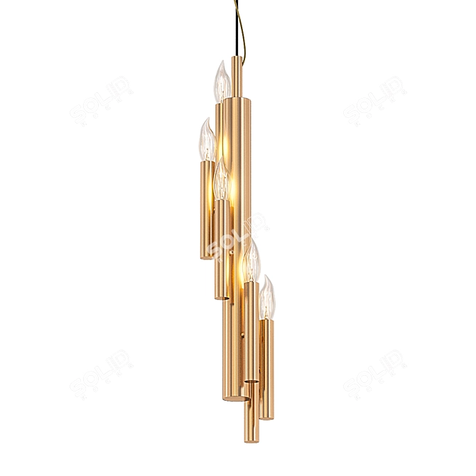 Brass Burnished Modern Pendant 3D model image 1