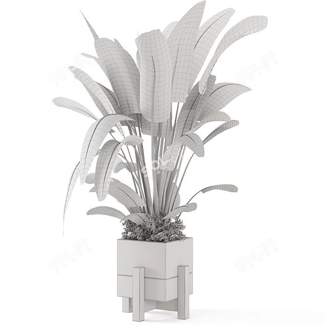 Rustic Concrete Pot Indoor Plants 3D model image 7