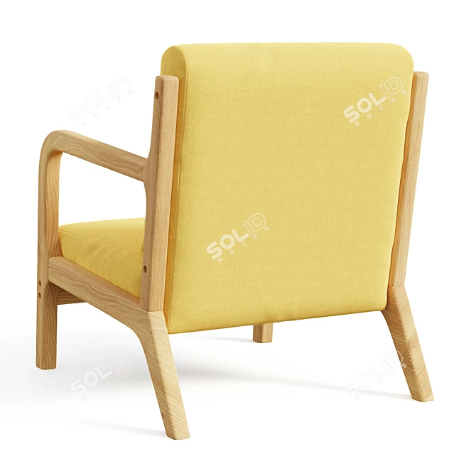 Elegant Mid-Century Linen Armchair 3D model image 3