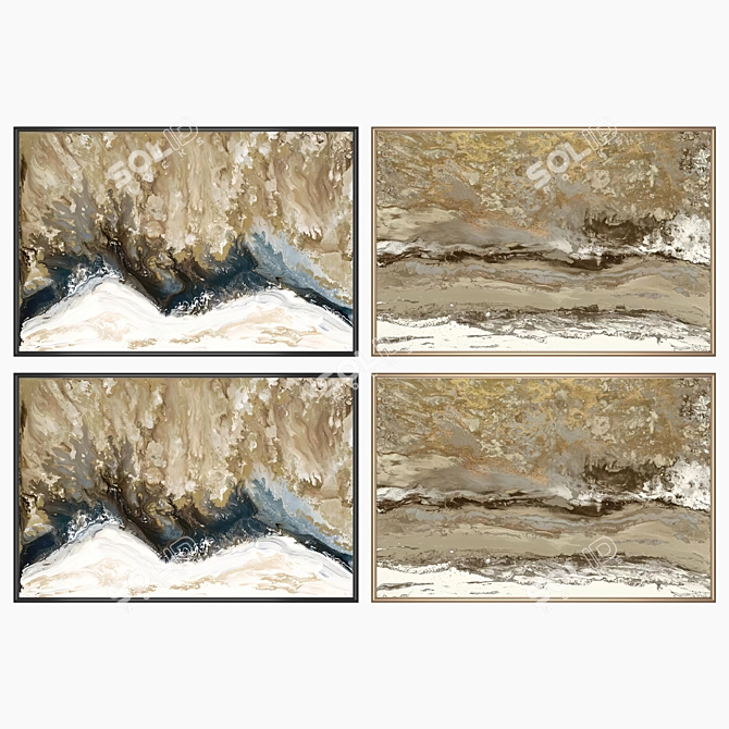 Elegant Painting Set with Varied Frames 3D model image 2