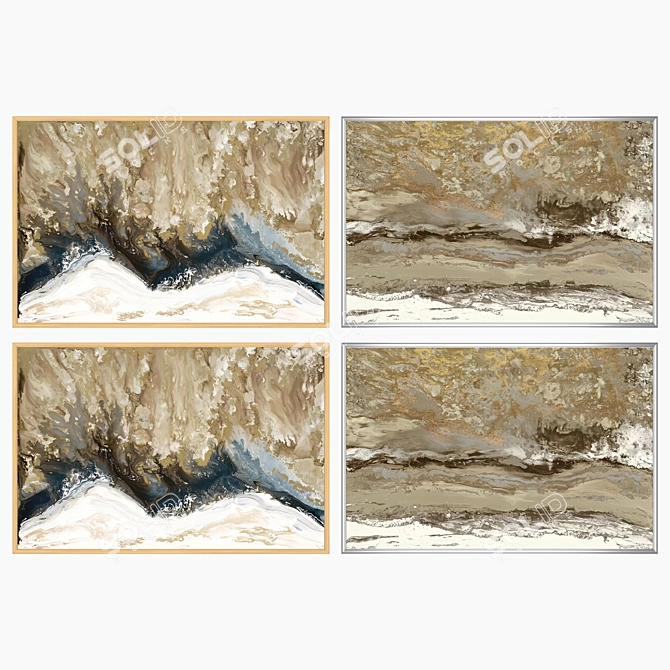 Elegant Painting Set with Varied Frames 3D model image 3