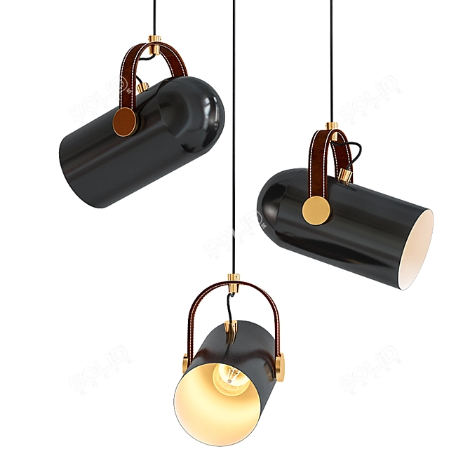 Sleek Black Leather Spotlight 3D model image 1