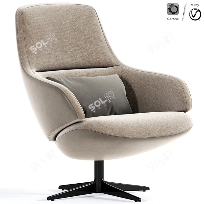 Elegant Aston Club Armchair 3D model image 1