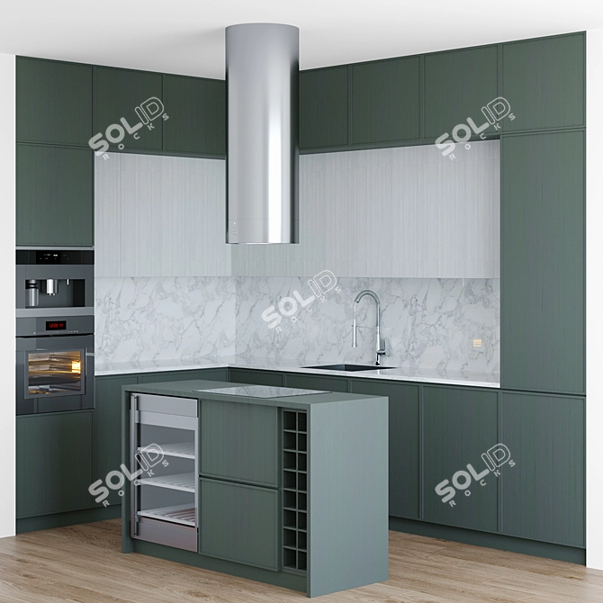 Modern Miele Kitchen Ensemble: CVA 7445 Coffee Machine, KM 6319 Cooktop, H 6860 Oven 3D model image 1