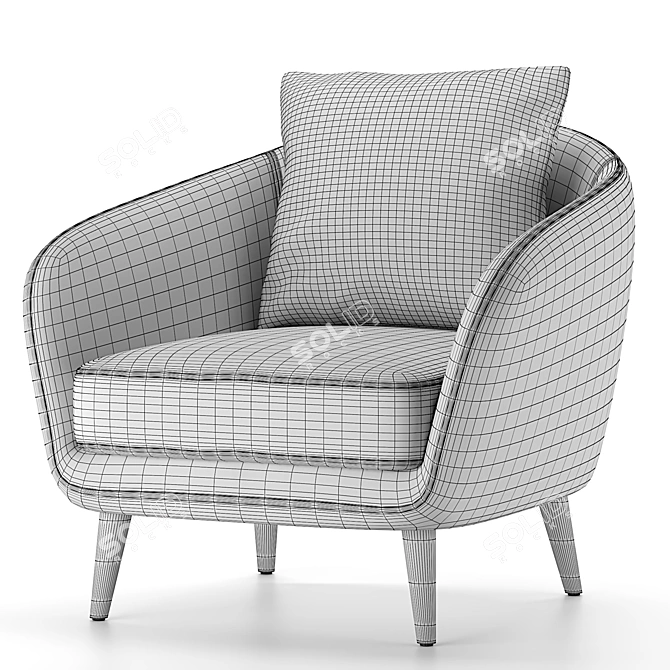 Almond Finish Oak Chair 3D model image 7