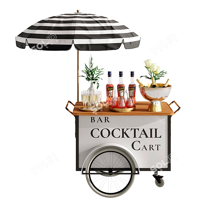 Mini Bar Cart: Compact Cocktail Delight 3D model image 1