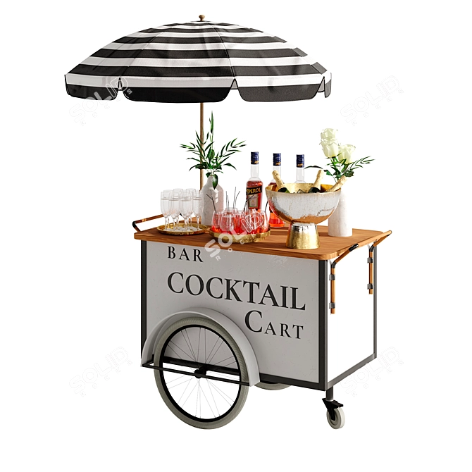 Mini Bar Cart: Compact Cocktail Delight 3D model image 2