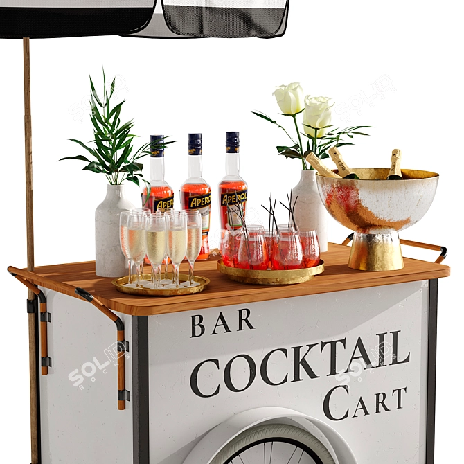 Mini Bar Cart: Compact Cocktail Delight 3D model image 3