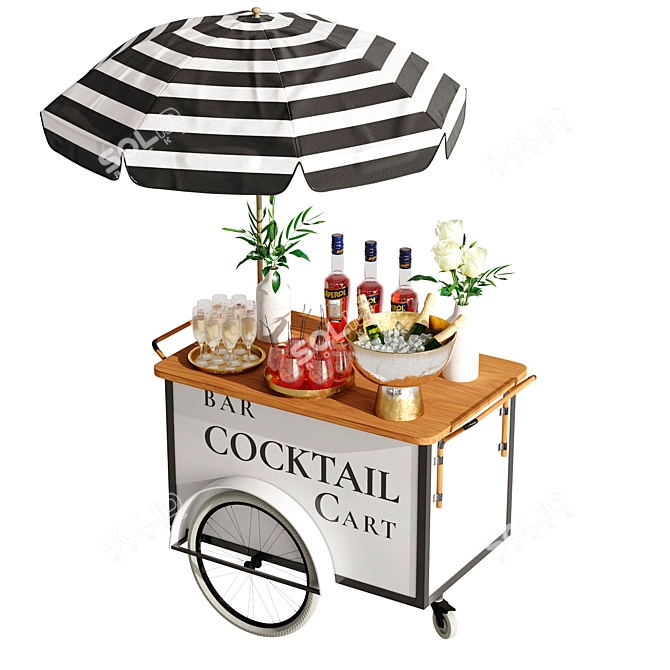 Mini Bar Cart: Compact Cocktail Delight 3D model image 4